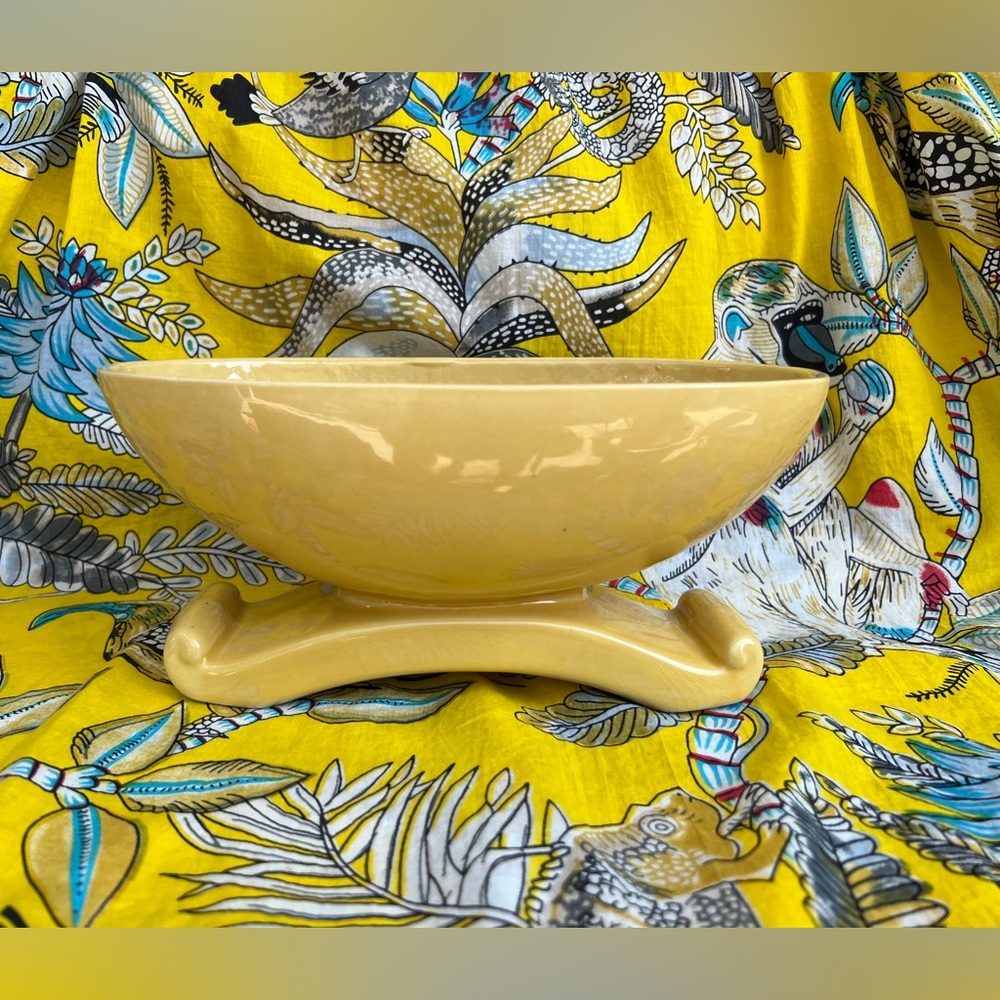 Vintage Yellow Ceramic MidCentury Footed Planter
